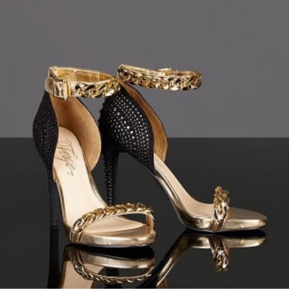 Fergie Black and Gold Studded Stiletto Heels